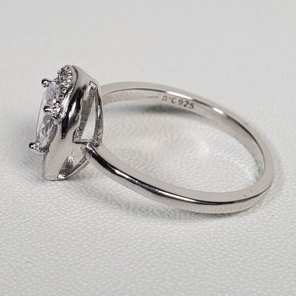 Sterling Silver Pear-Shaped Halo Ring (Size 6.75 - 7) - Picture 6 of 12